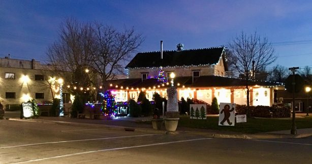 Plow Restaurant (exterior view) during the Holidays