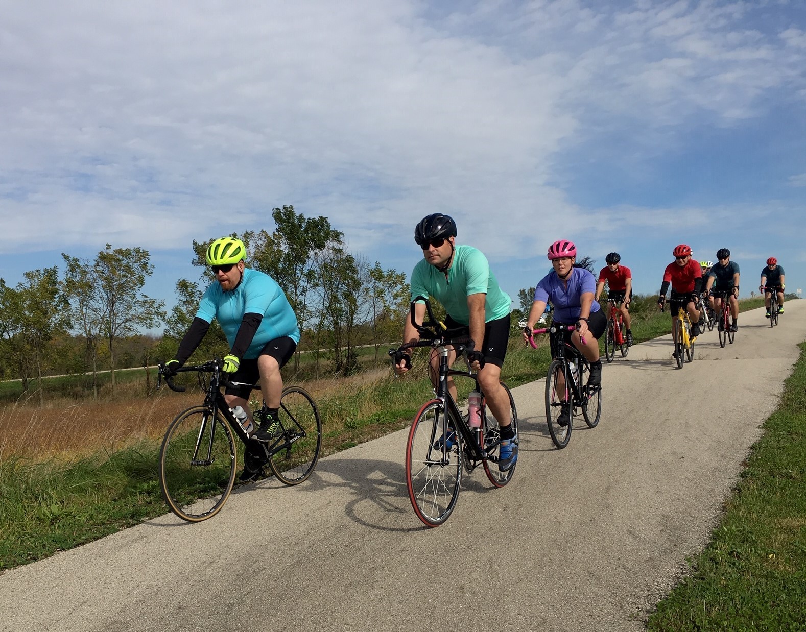Cyclists from Trek's Distribution Center enjoying the Glacial River Trail