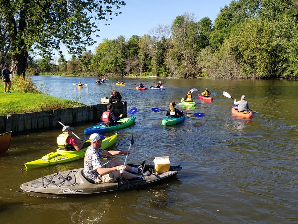 Paddlers on the Rock River for Johnson Creek Historical Society's Founders Float