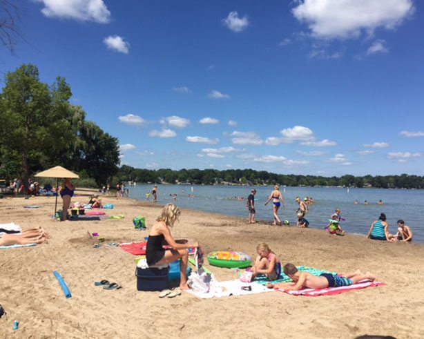 Lake Ripley and Lake Ripley Park on the far West side of Cambridge - a beautifully groomed and maintained 500-ft. beach. (photo by Chad Holpfer)