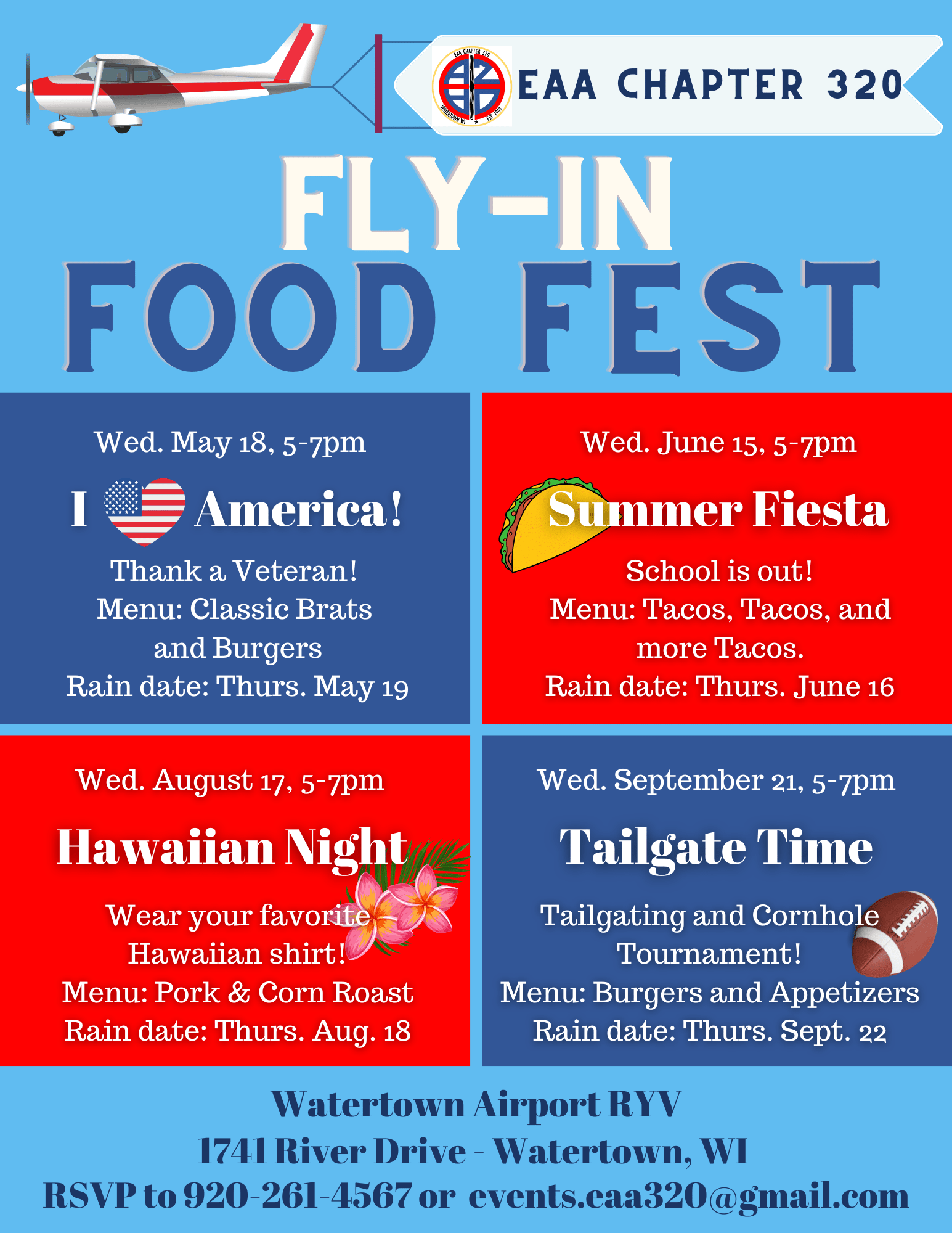 Fly-in food fest flyer in Watertown