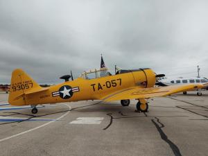 Yellow WWII Trainer plane at Watertown Airport