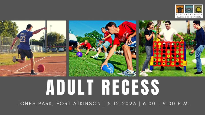 adults playing ball, connect four -adult recess