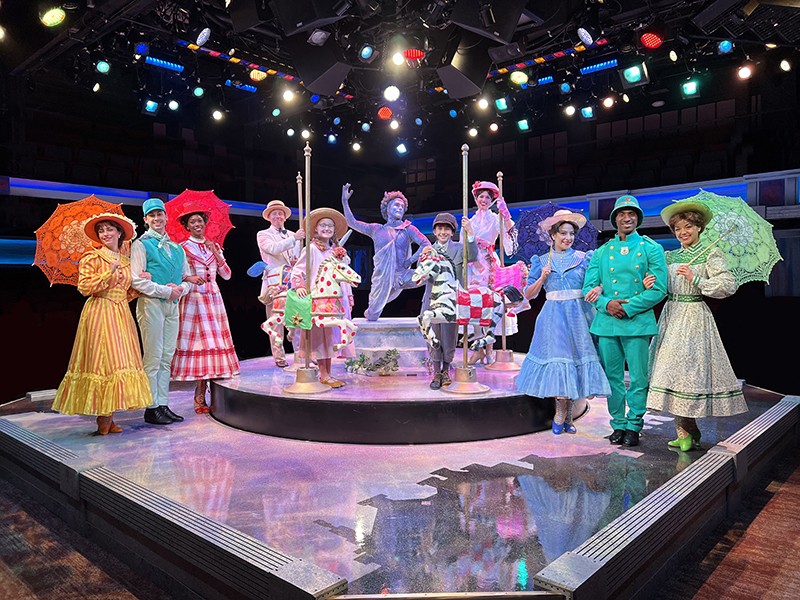 Mary-Poppins-jolly-holiday-cast-on-stage Mary Poppins now playing at The Fireside Dinner Theatre