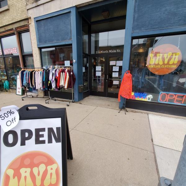 a photo of the outside of an antique shop